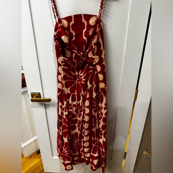 FARM Rio Red and Cream Floral Midi Dress - Picture 7 of 10